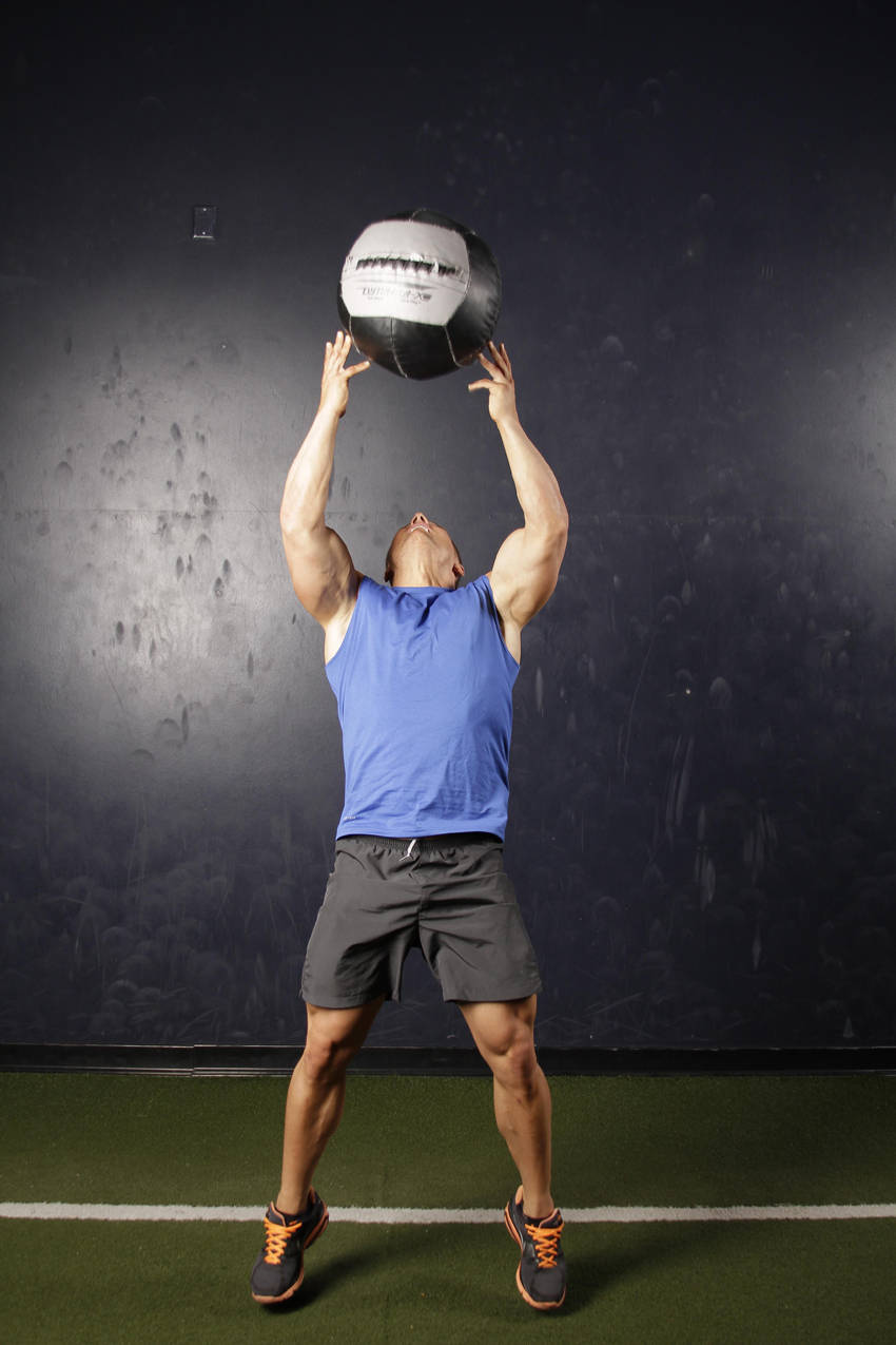 Backward Medicine Ball Throw — End position