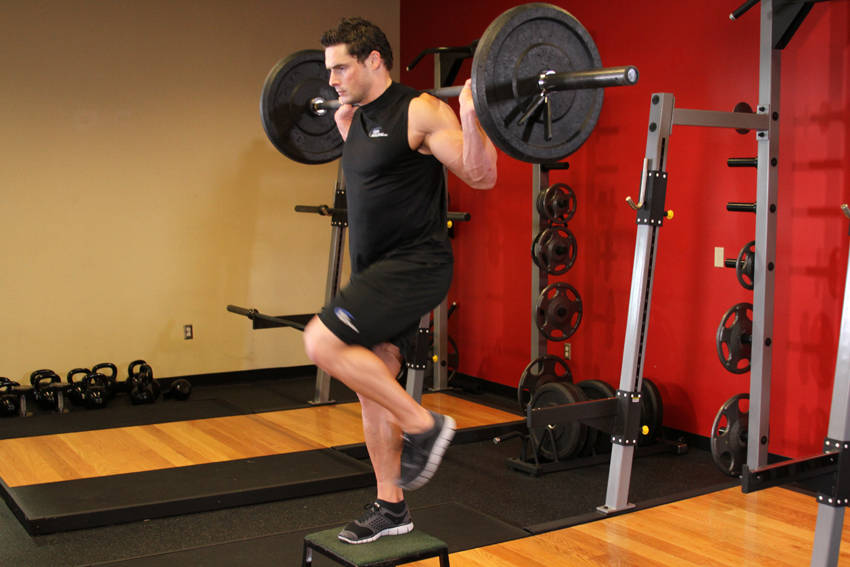 Barbell Step Ups — End position