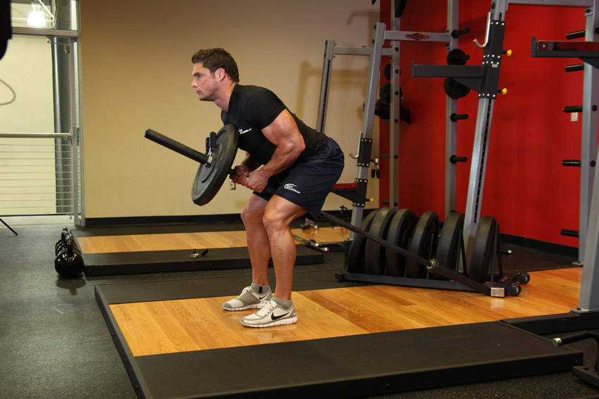 Bent Over Two-Arm Long Bar Row — End position