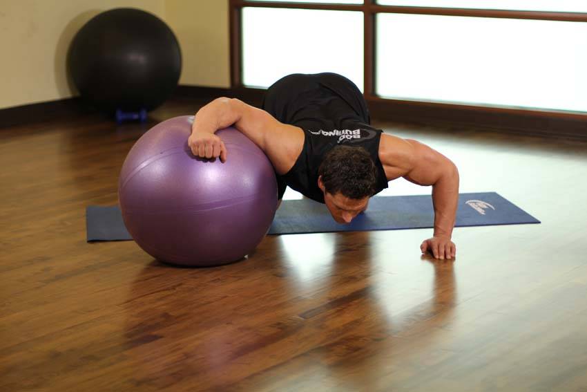 Chest Stretch on Stability Ball — End position