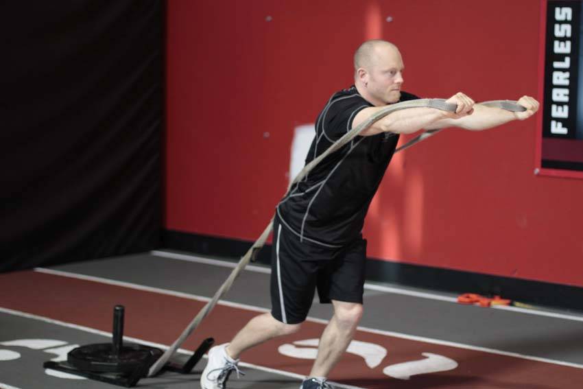 Forward Drag with Press — End position