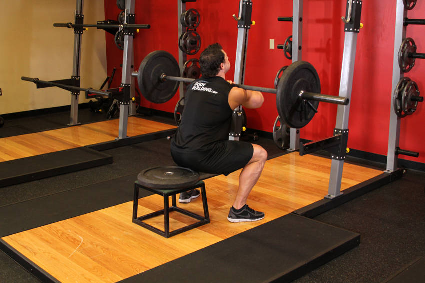 Front Barbell Squat To A Bench — End position