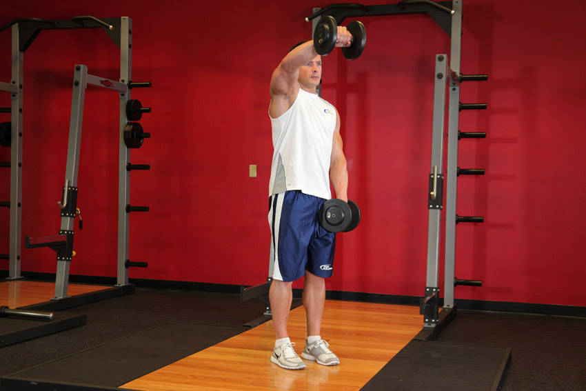 Front Dumbbell Raise — End position