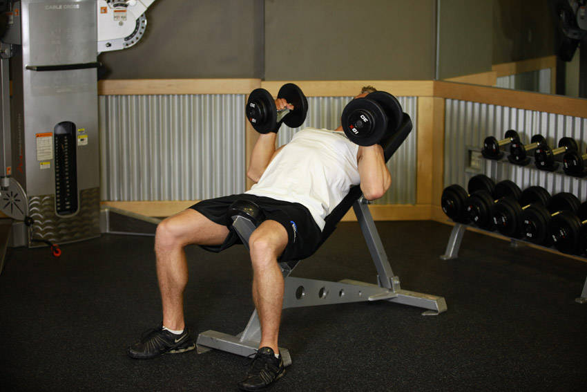 Incline Dumbbell Bench With Palms Facing In — End position