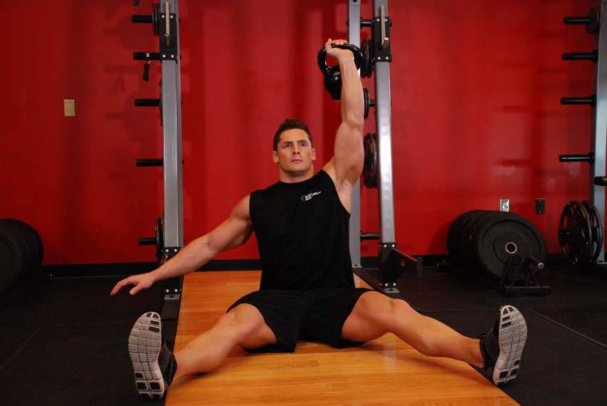 Kettlebell Seated Press — End position