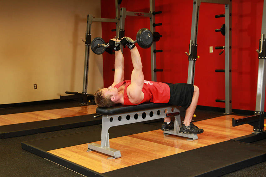 Lying Close-Grip Barbell Triceps Press To Chin