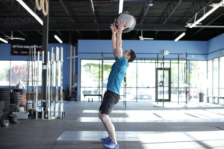Medicine Ball Scoop Throw — End position