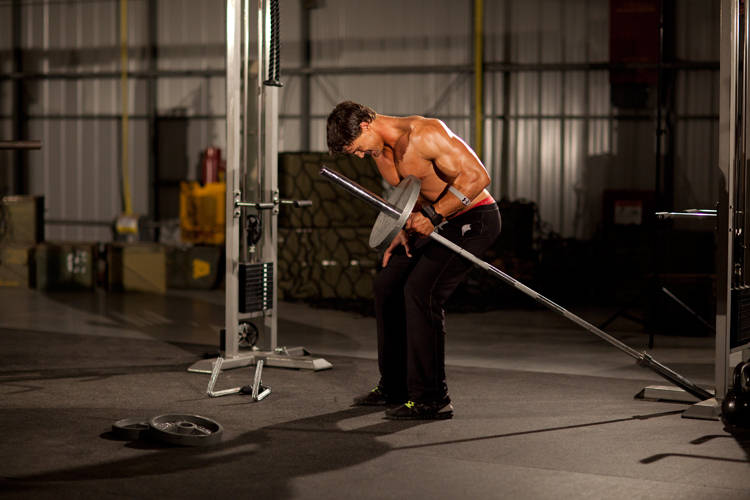 One-Arm Long Bar Row — End position