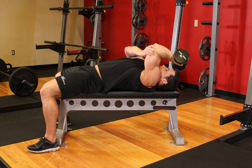 One Arm Pronated Dumbbell Triceps Extension — End position