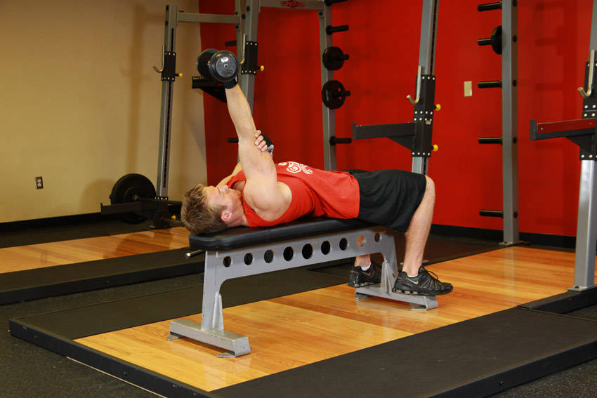 One Arm Supinated Dumbbell Triceps Extension — End position
