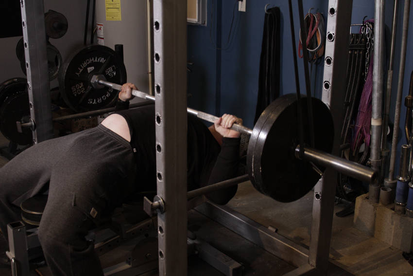 Reverse Band Bench Press — End position