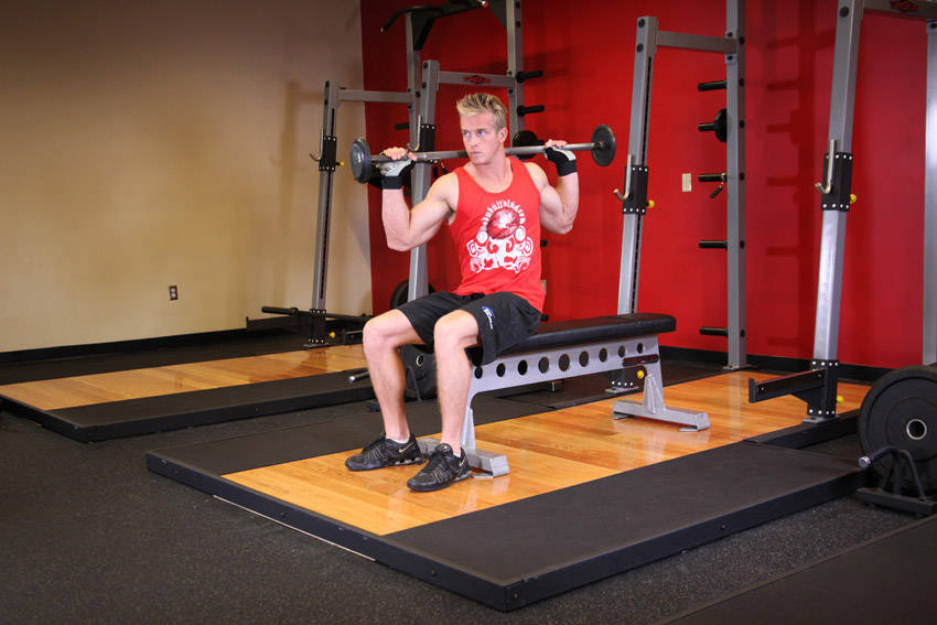 Seated Barbell Twist — End position