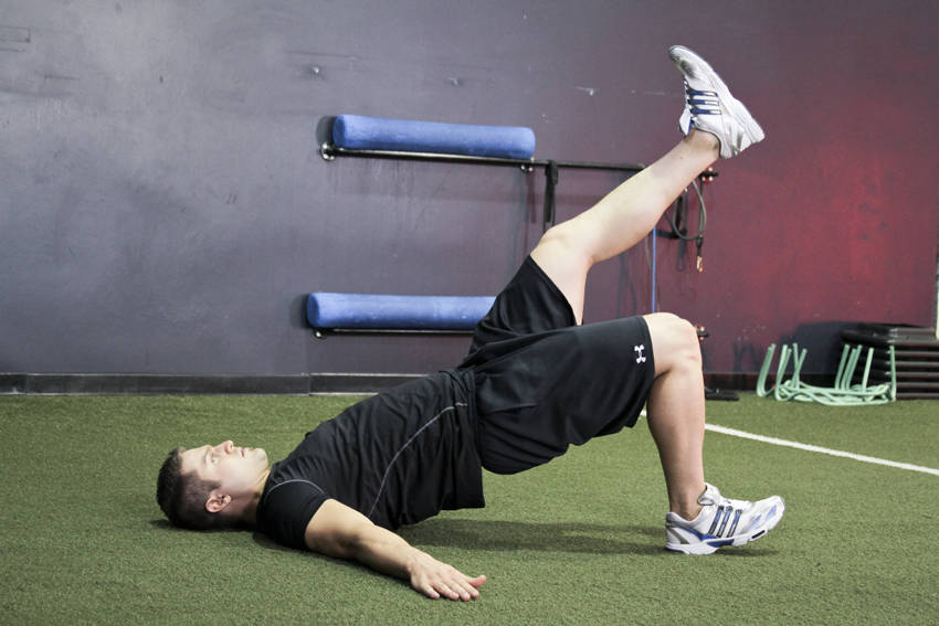 Single Leg Glute Bridge — End position
