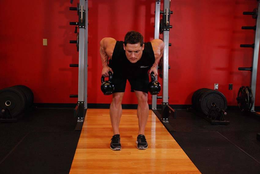 Two-Arm Kettlebell Row — End position